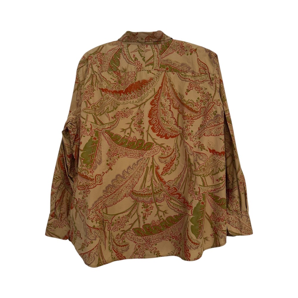 Chaps Womens Plus 3X Paisley Floral 100% Cotton Button Down Blouse Shirt Preppy - Picture 3 of 4